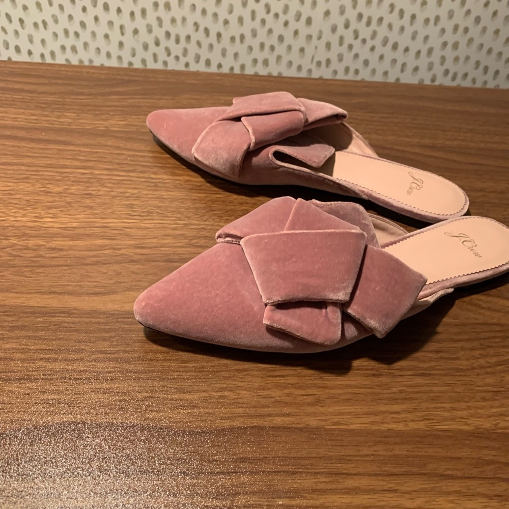 Jcrew velvet mule with bow front